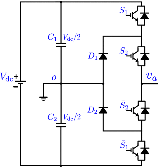 One phase-leg of the conventional three-level NPC inverter.png